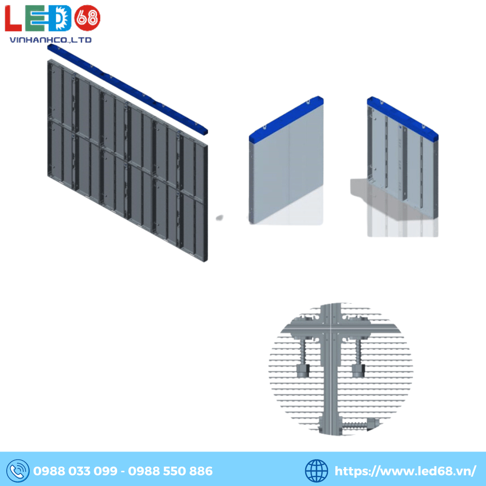 Kết nối màn hình LED trong suốt với nhau bằng các móc khóa