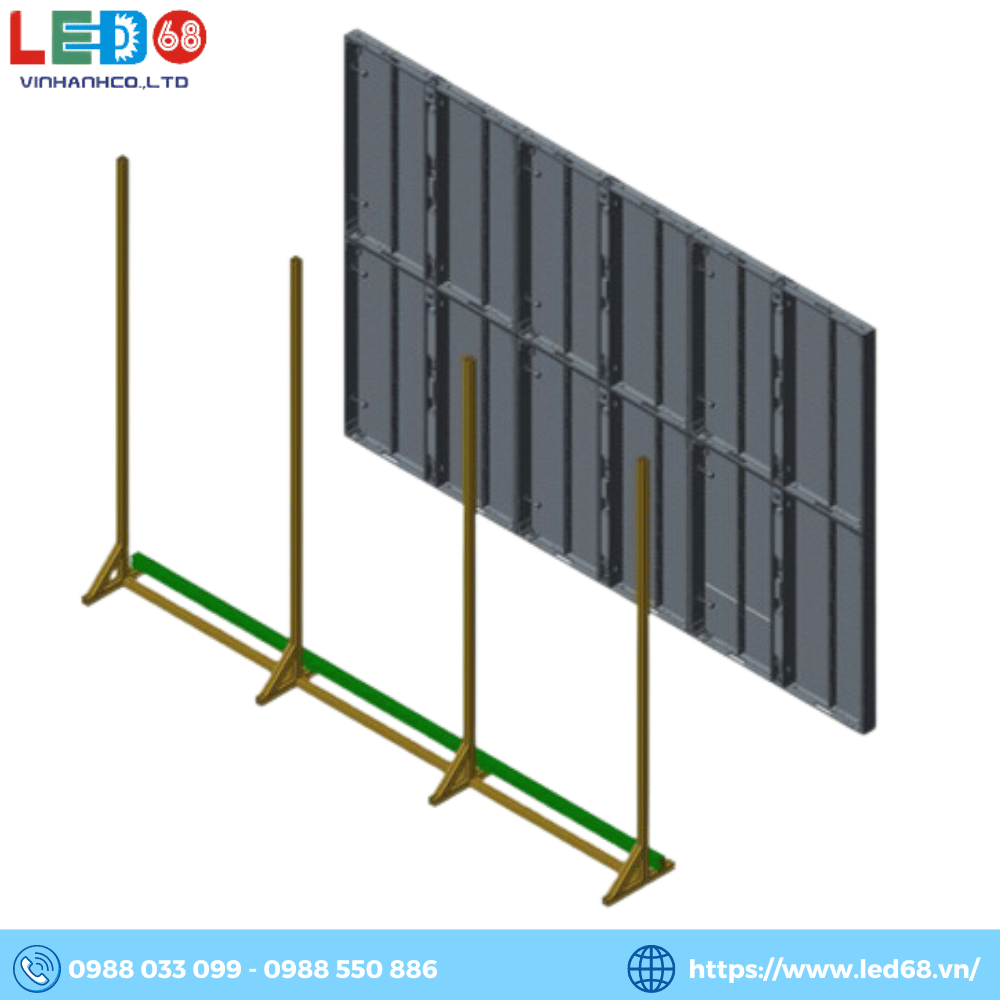 Lắp đặt màn hình LED trong suốt cố định bằng chân đế