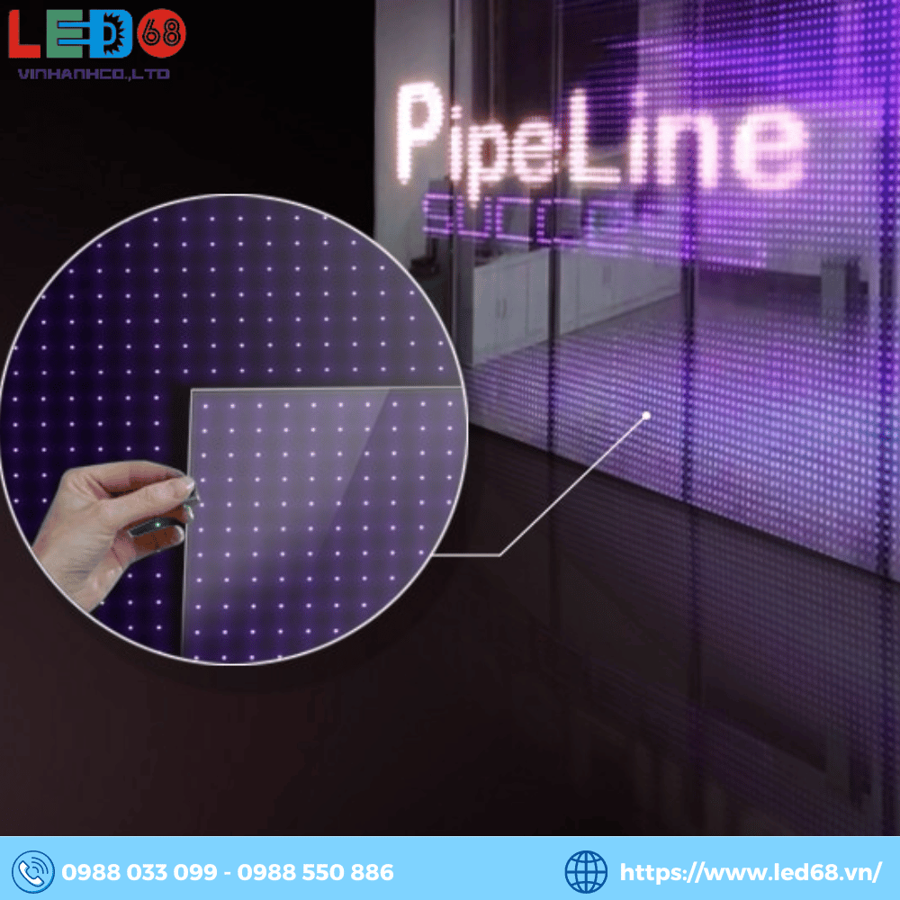 Màn hình LED trong suốt dán kính rất mỏng