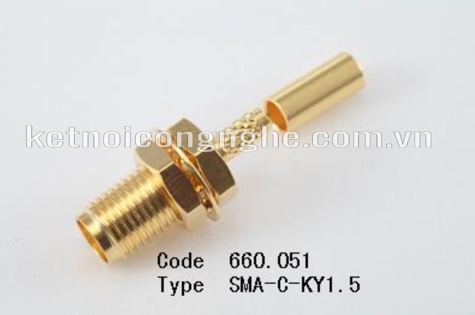SMA FEMALE FOR RG174, RG316: SMA cái, kim cái RG174 có đai SMA-C/KY1.5