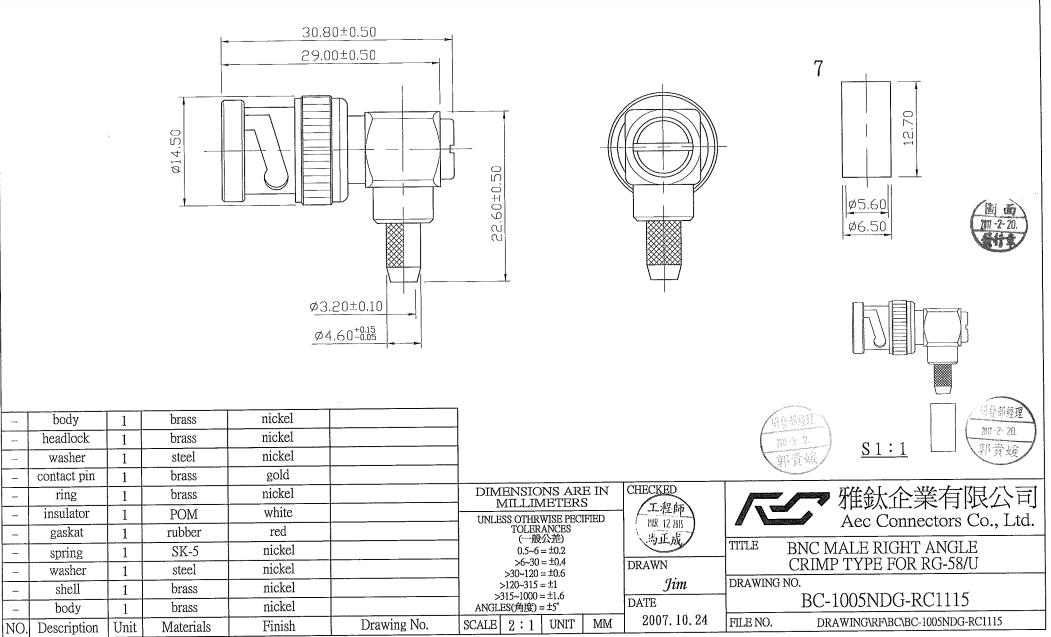 BNC dây RG58  SDI - BC 1005