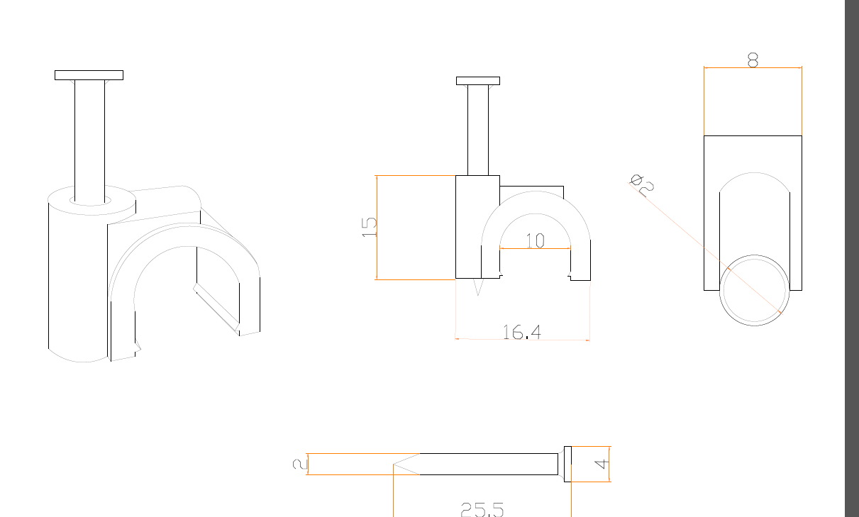 Đinh nẹp cáp RG11-  Cable clip for RG11 Cable