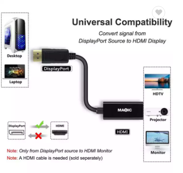 DP ra hdmi 2K 4K dài 20cm