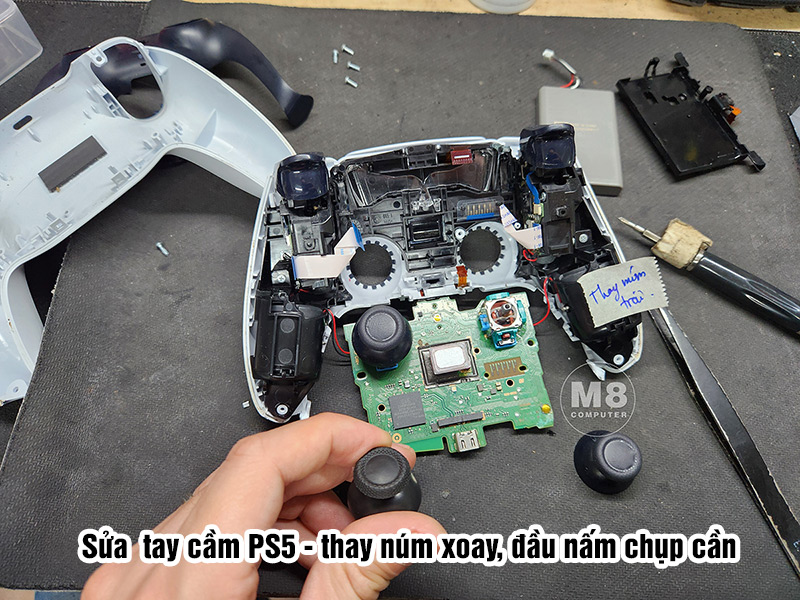 Sửa tay cầm PS5 thay núm xoay, đầu nấm chụp cần M8 Computer