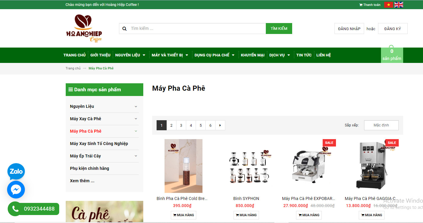 Website hoàng Hiệp coffee