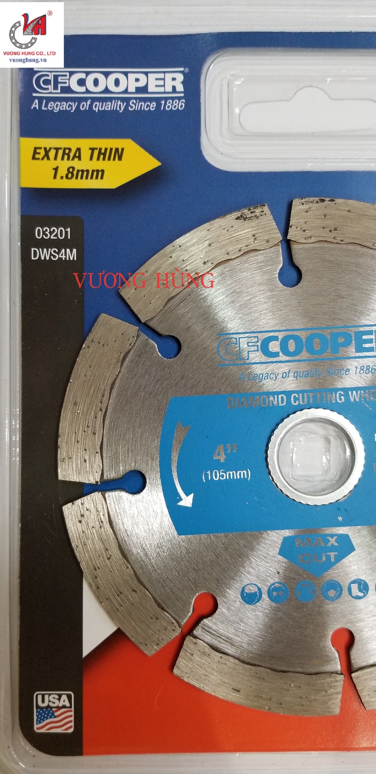 LƯỠI CẮT KIM CƯƠNG KHÔ 105X1.8X20mm COOPER ( DWS4M )