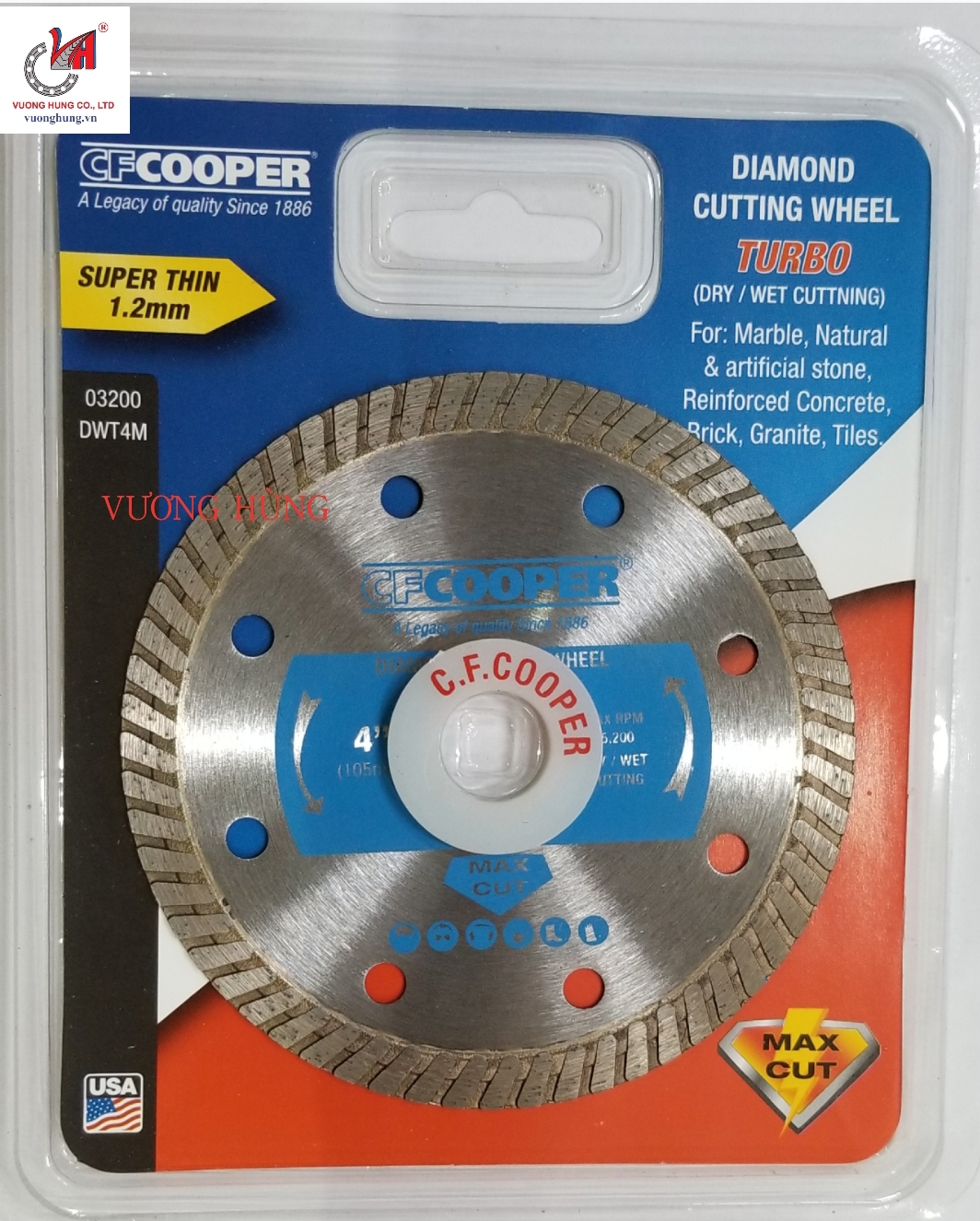 LƯỠI CẮT KIM CƯƠNG KHÔ 105X1.2X20mm COOPER ( DWT4M )