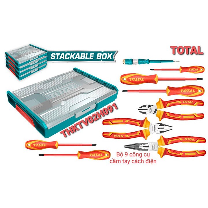 BỘ 9 CÔNG CỤ CẦM TAY CÁCH ĐIỆN TOTAL - THKTV02H091