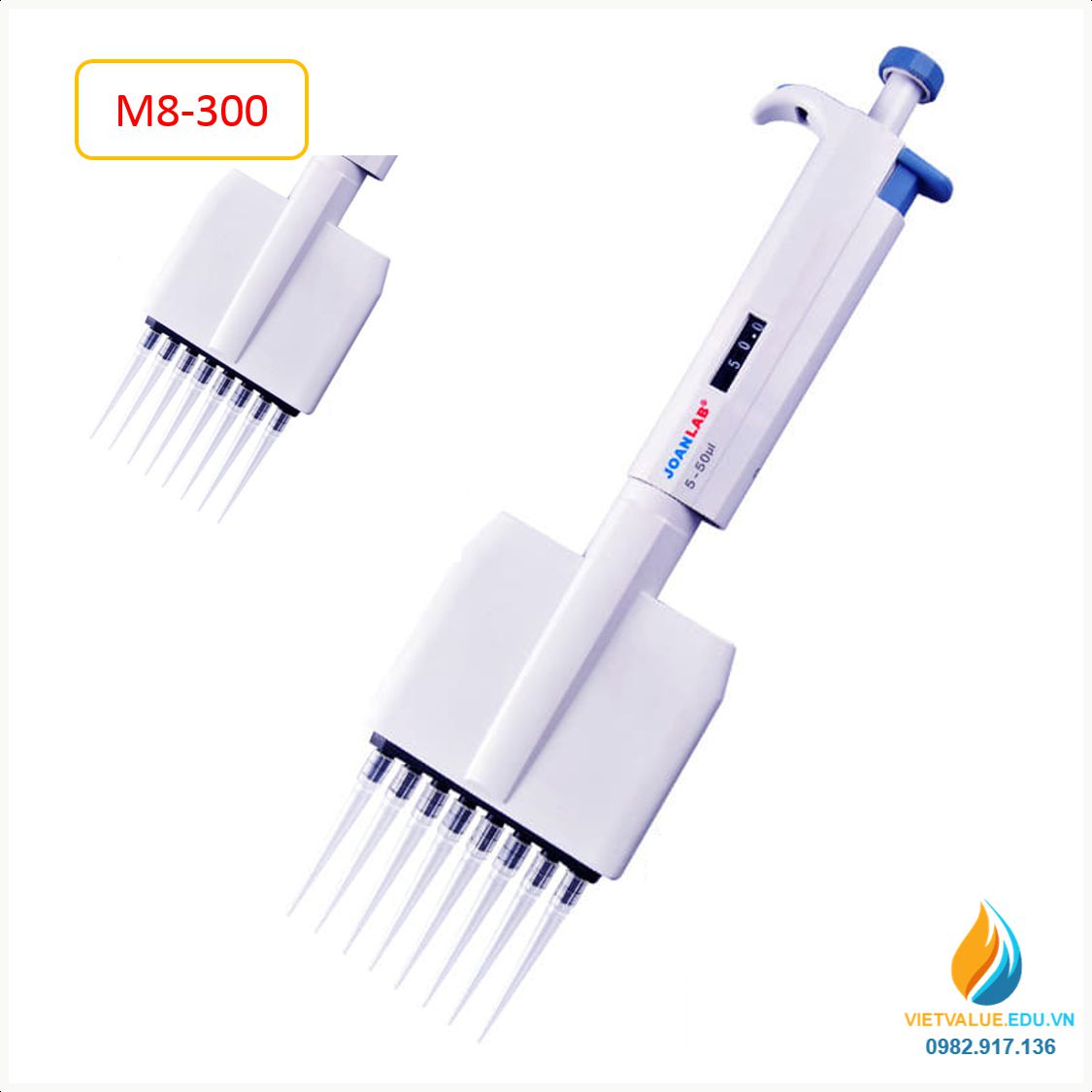 Micro Pipet hút 8 kênh hút, mức bơm hút từ 50ul đến 300ul mã JOAN LAB M8-300