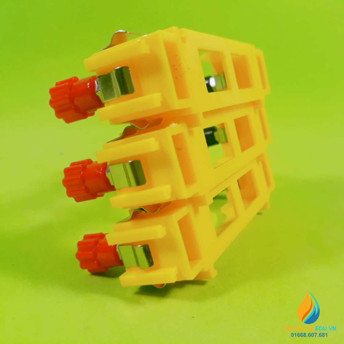 Gá lắp pin nhỏ trong thí nghiệm điện vật lý, 3 pin