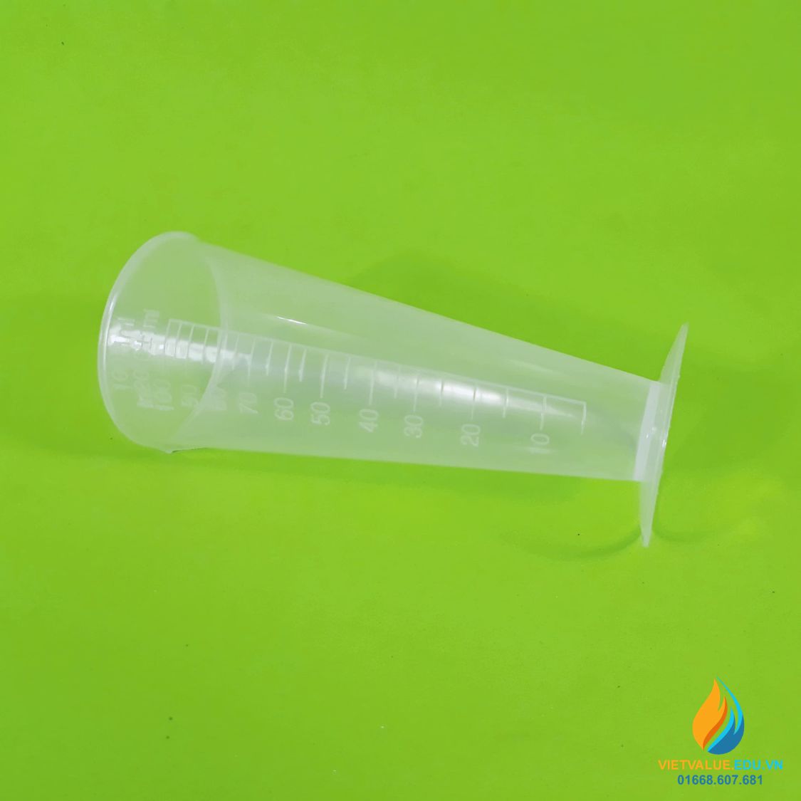 Ly đong hóa chất, màu trắng cổ, chia vạch, nhựa PP, 100ml