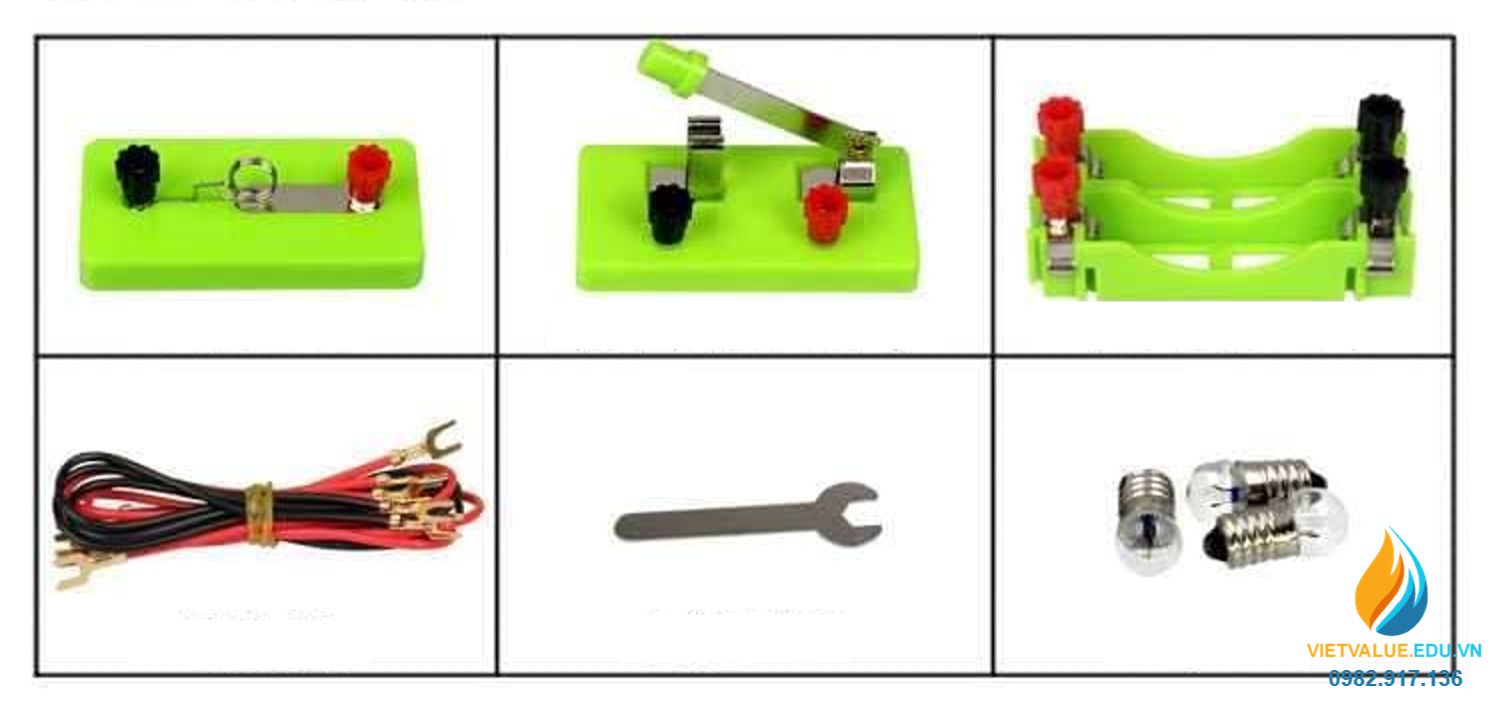 Bộ dụng cụ lắp ráp mạch điện thực hành vật lý, 15 sản phẩm đi kèm
