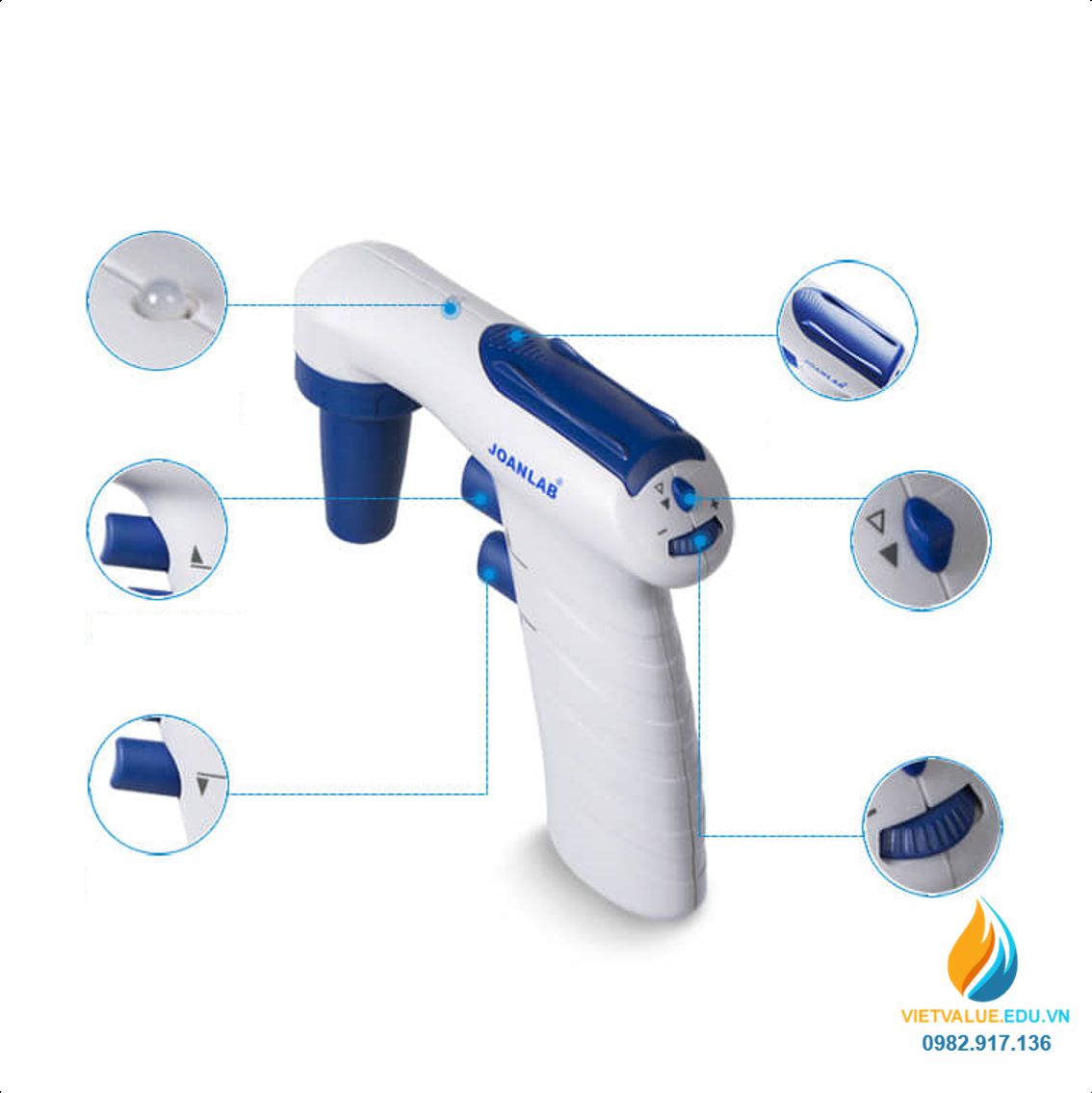 Bơm pipet chạy sạch điện, dung tích bơm từ 0.1ml đến 200ml