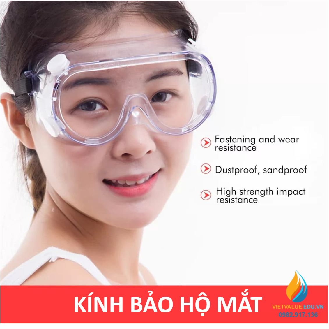 Kính trong suốt chống bụi, chống hóa chất, chống va đập bảo vệ mắt (6)