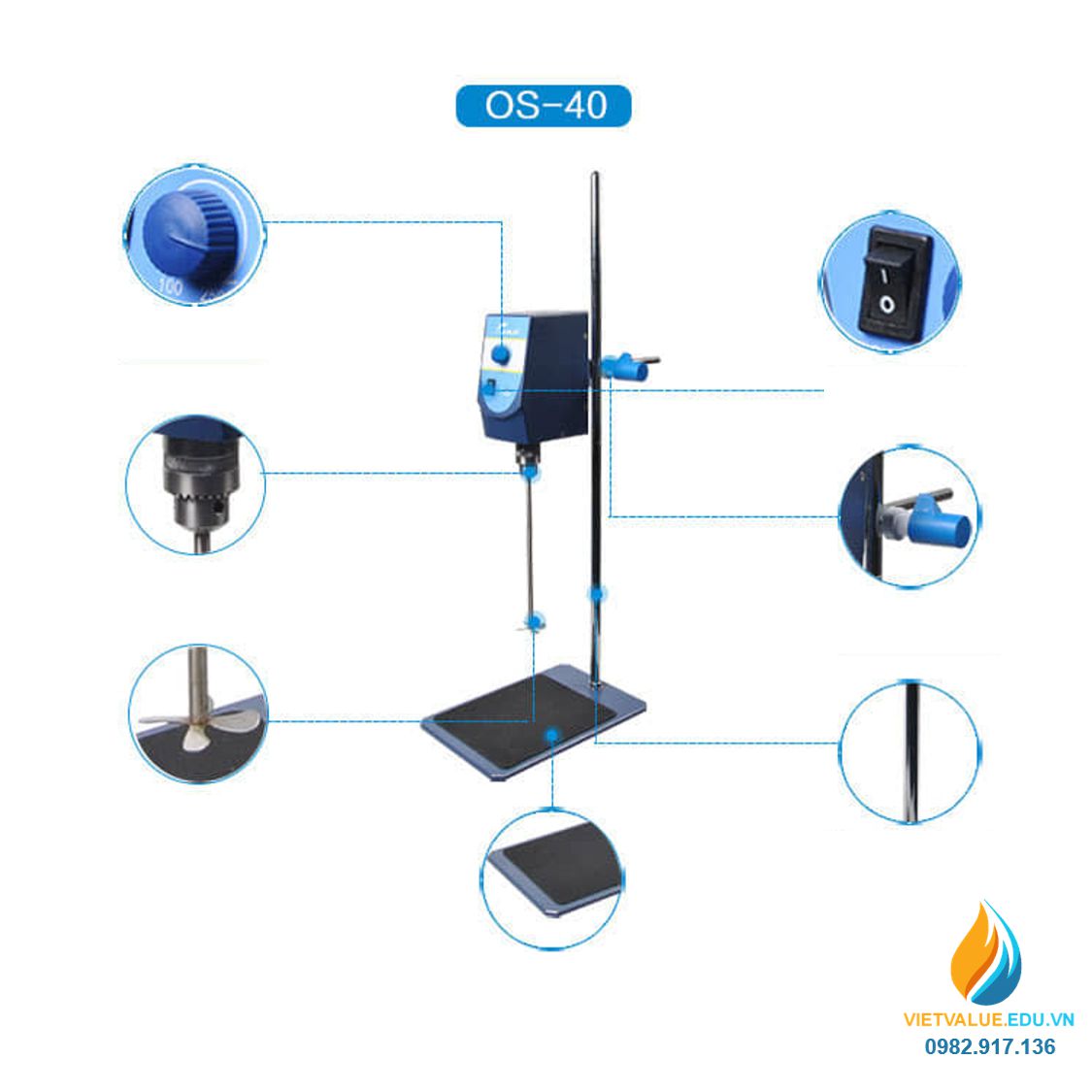 Máy khuấy, trộn, cắt hỗn hợp dung dịch JOAN LAB OS40, công suất 40W