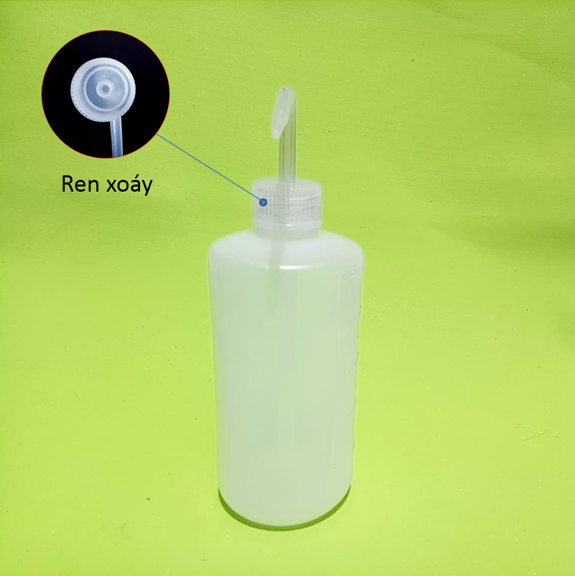 Bình tia nắp trắng, vòi cong, dung tích 250ml, nhựa PP