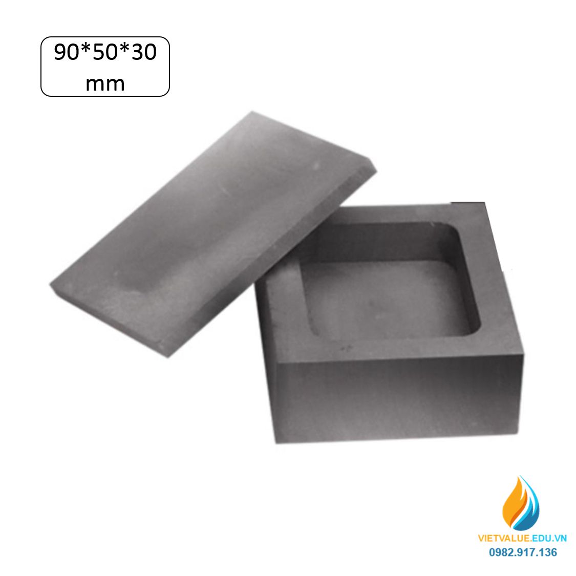 Nồi nấu kim loại bằng than chì có nắp đậy , kích thước 90*50*30mm
