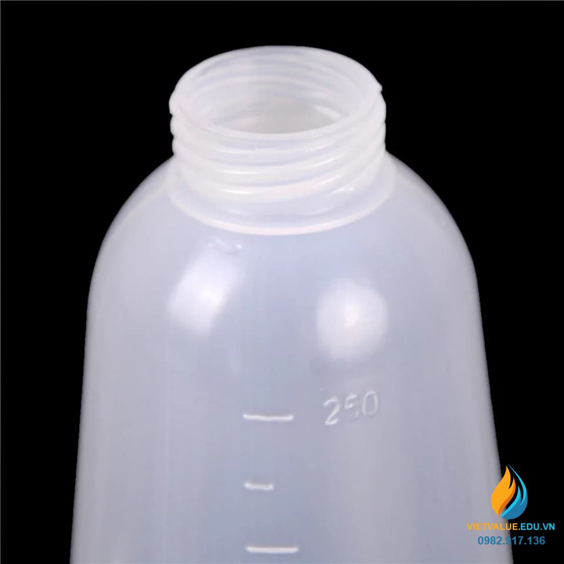 Bình tia vòi thẳng 300ml, nhựa PP màu cổ trắng trong suốt, vạch chia