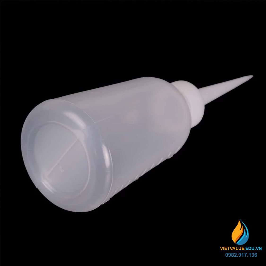 Bình tia vòi thẳng 100ml, nhựa PP màu cổ trắng trong suốt, vạch chia