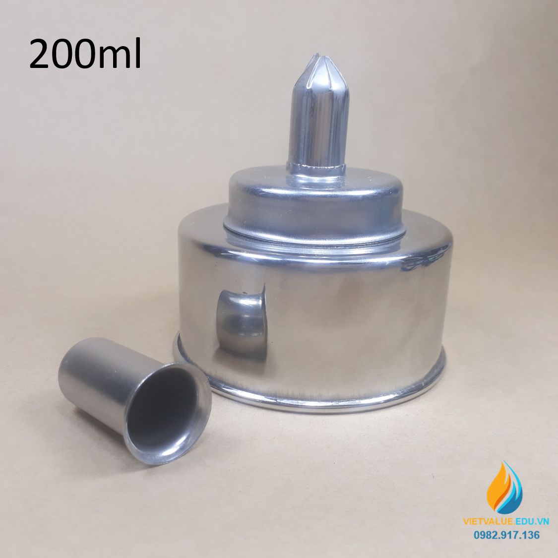 Đèn cồn inox không gỉ, đèn cồn thí nghiệm dung tích 200ml