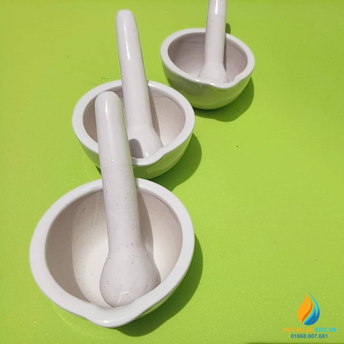 Cối chày sứ 150ml, dụng cụ xay nghiền mẫu chất phòng thí nghiệm