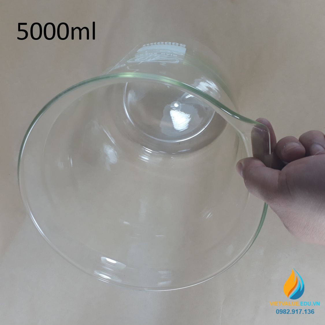 Cốc đốt thấp thành 5000ml thủy tinh chịu nhiệt, vạch chia cỏ mỏ rót
