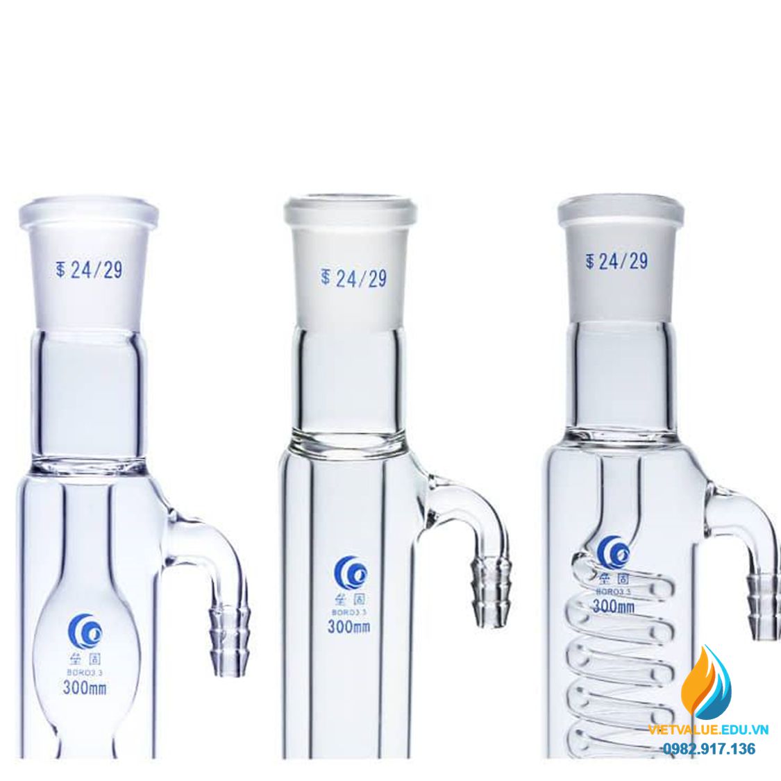 Ống ngưng tụ vòi cong, hình cầu thủy tinh 500mm 19x2 LG