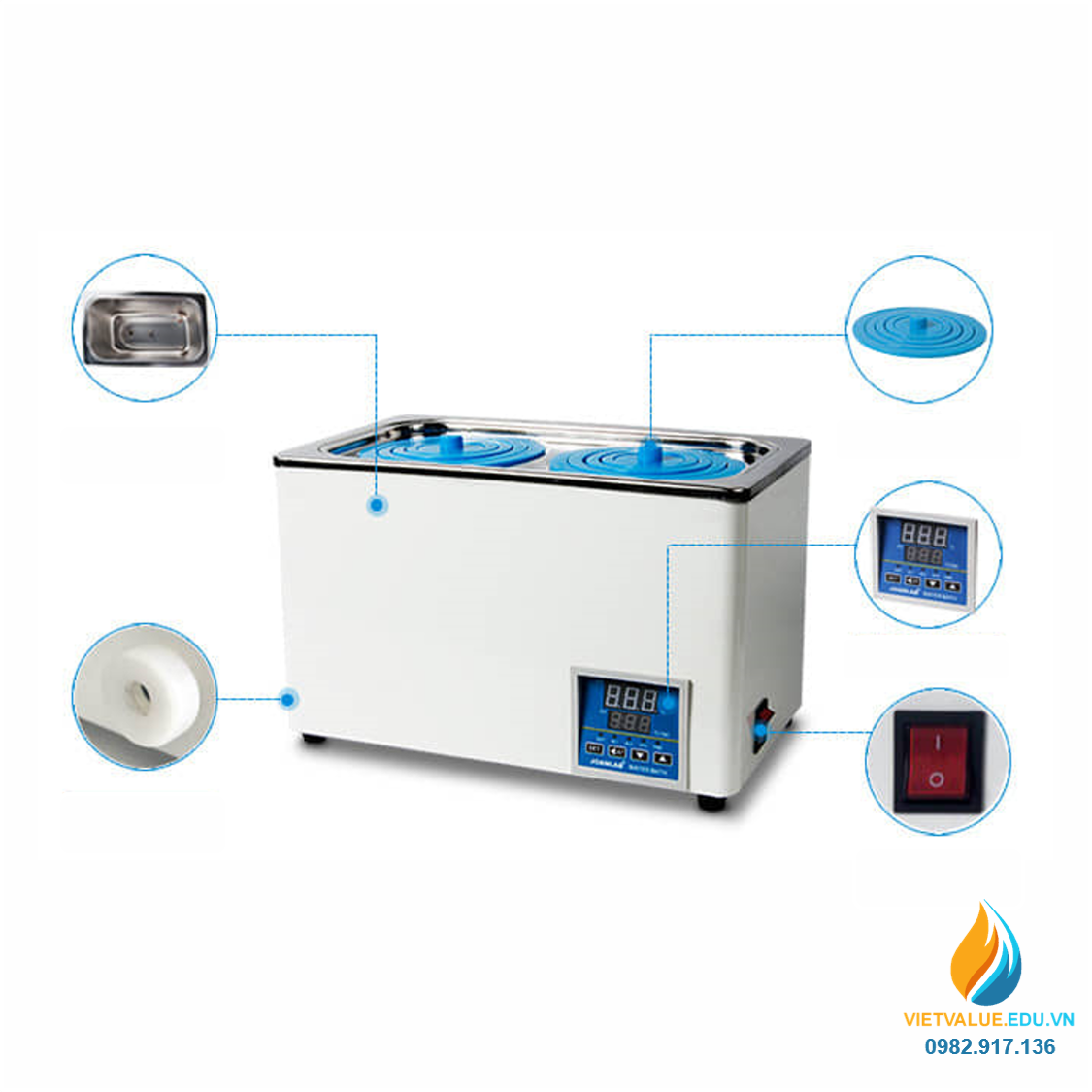 Lò đun nước JOAN LAB nhiệt độ cao không đổi, 4 lỗ nung, công suất 800W