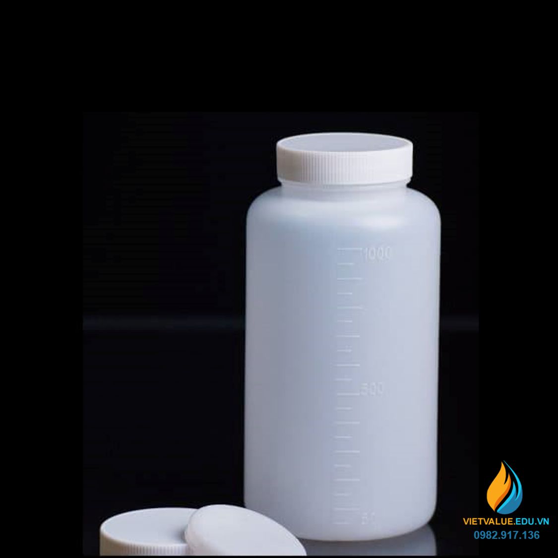 Chai nhựa lưu mẫu, nhựa PP, miệng rộng, vạch chia, dung tích 150ml