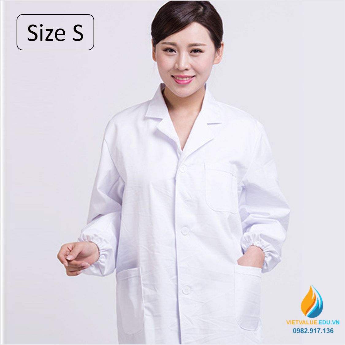 Áo blue phòng thí nghiệm, size S, áo bảo hộ phòng thí nghiệm dài tay, chất vải tốt