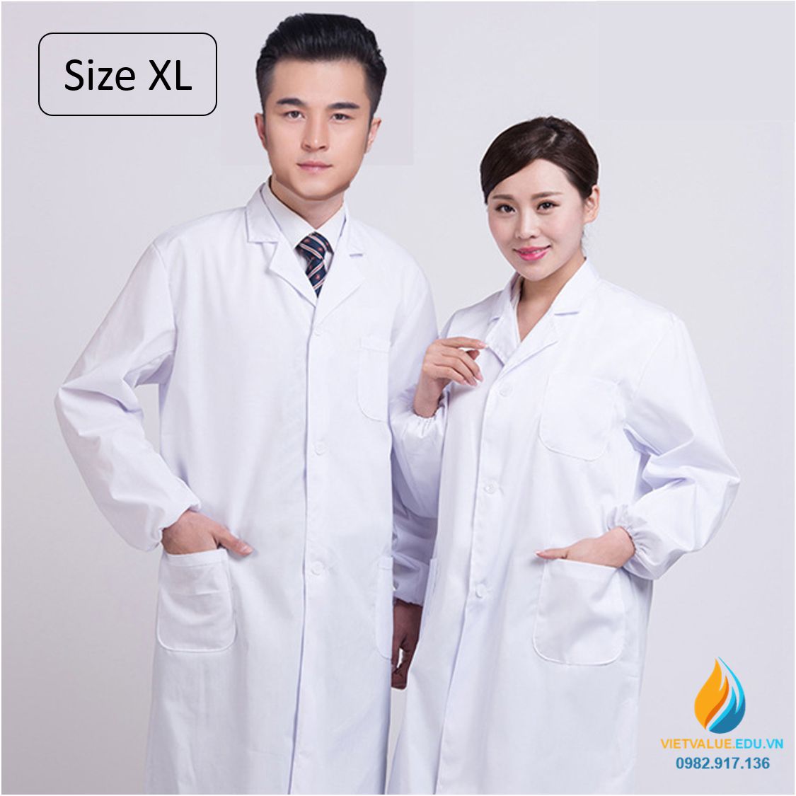 Áo blue phòng thí nghiệm, size XL, áo bảo hộ phòng thí nghiệm dài tay, chất vải tốt