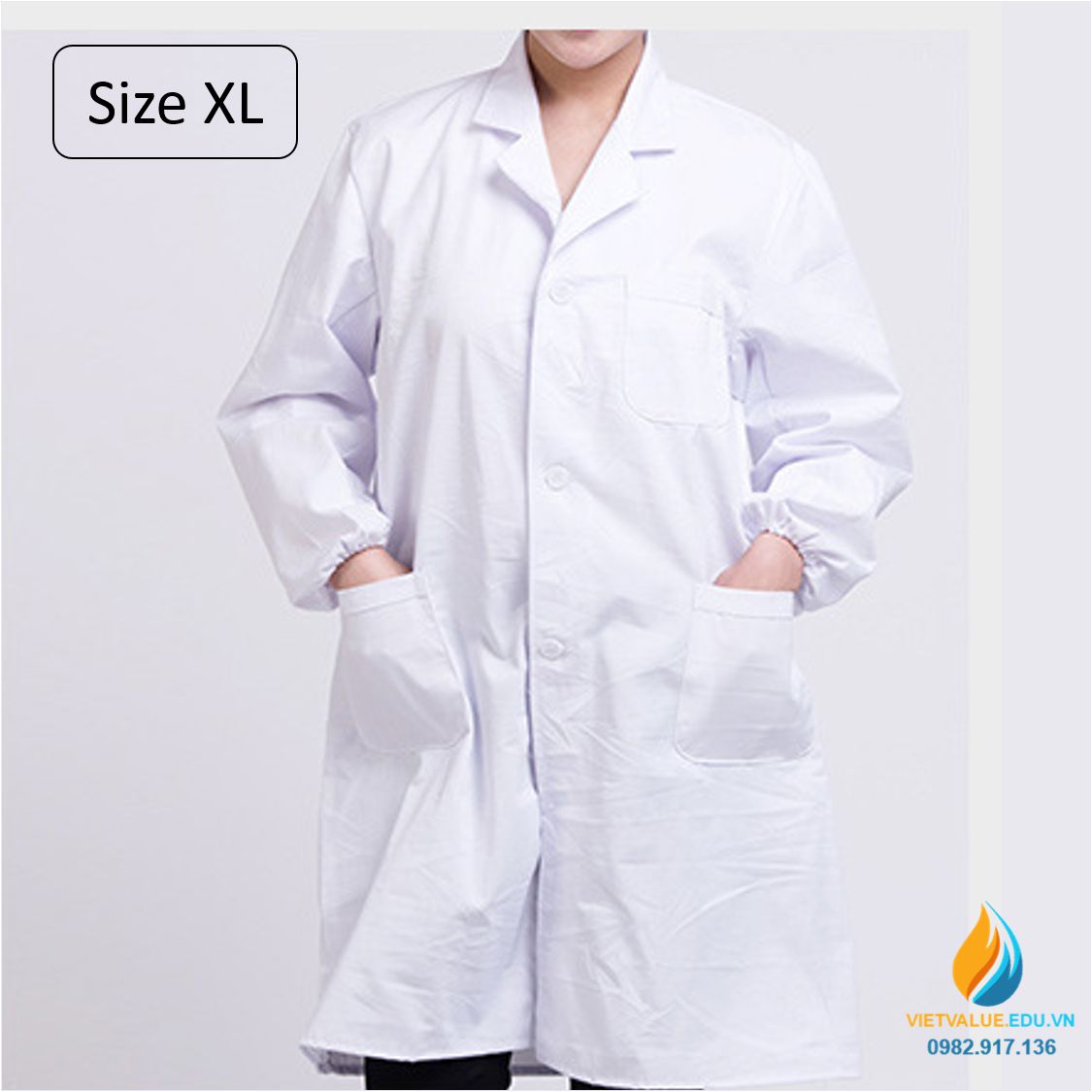 Áo blue phòng thí nghiệm, size XL, áo bảo hộ phòng thí nghiệm dài tay, chất vải tốt