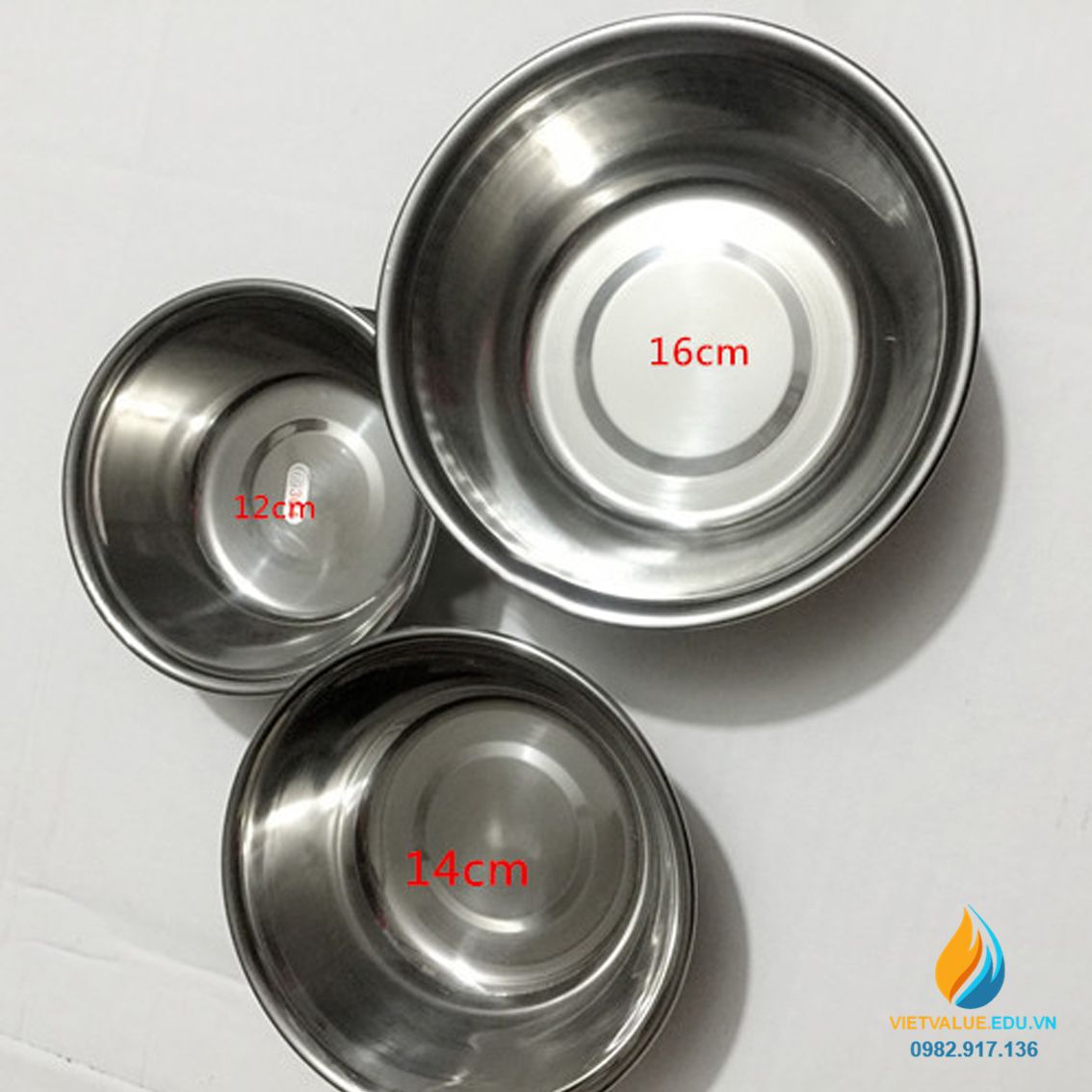 Bát Inox 304 miệng 12cm, khử trùng y tế, chống Iot, thành dày, đáy phẳng