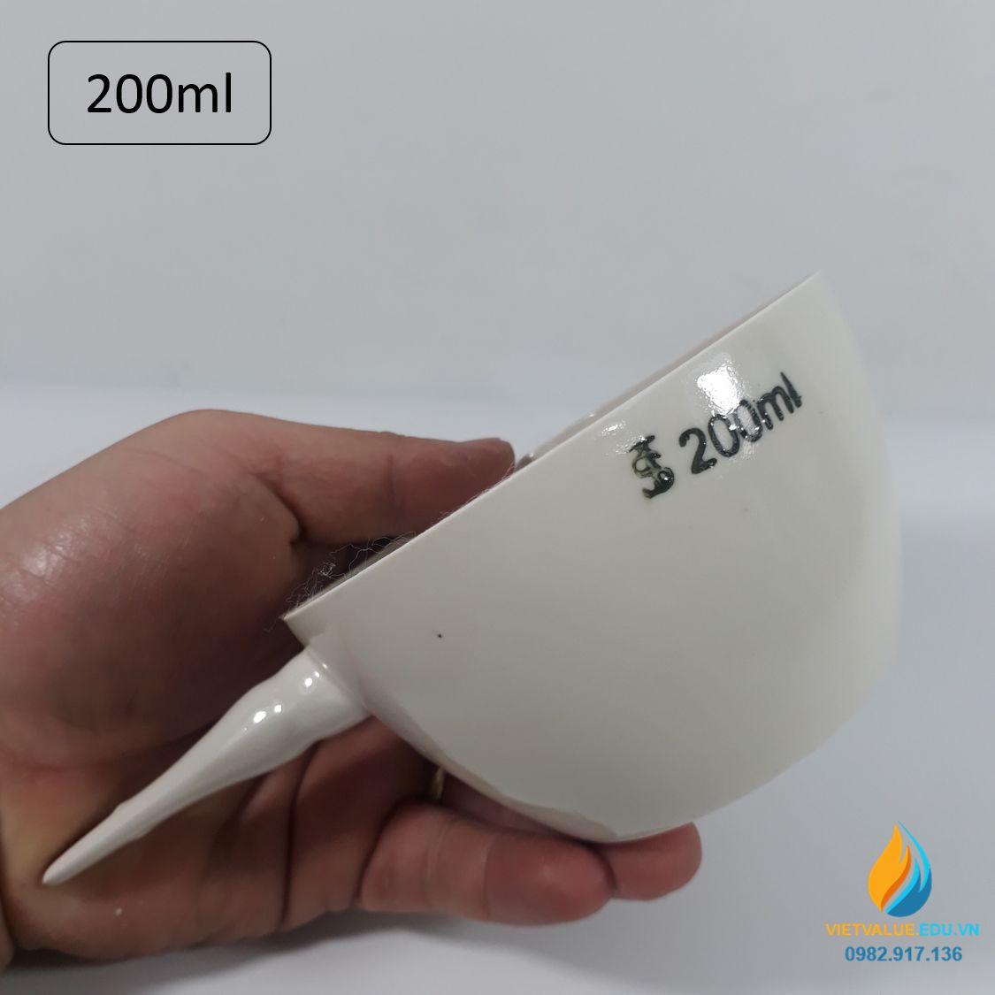 Bát sứ nung mẫu dung tích 200ml, có tay cầm, bát sứ chịu nhiệt độ cao phòng thí nghiệm