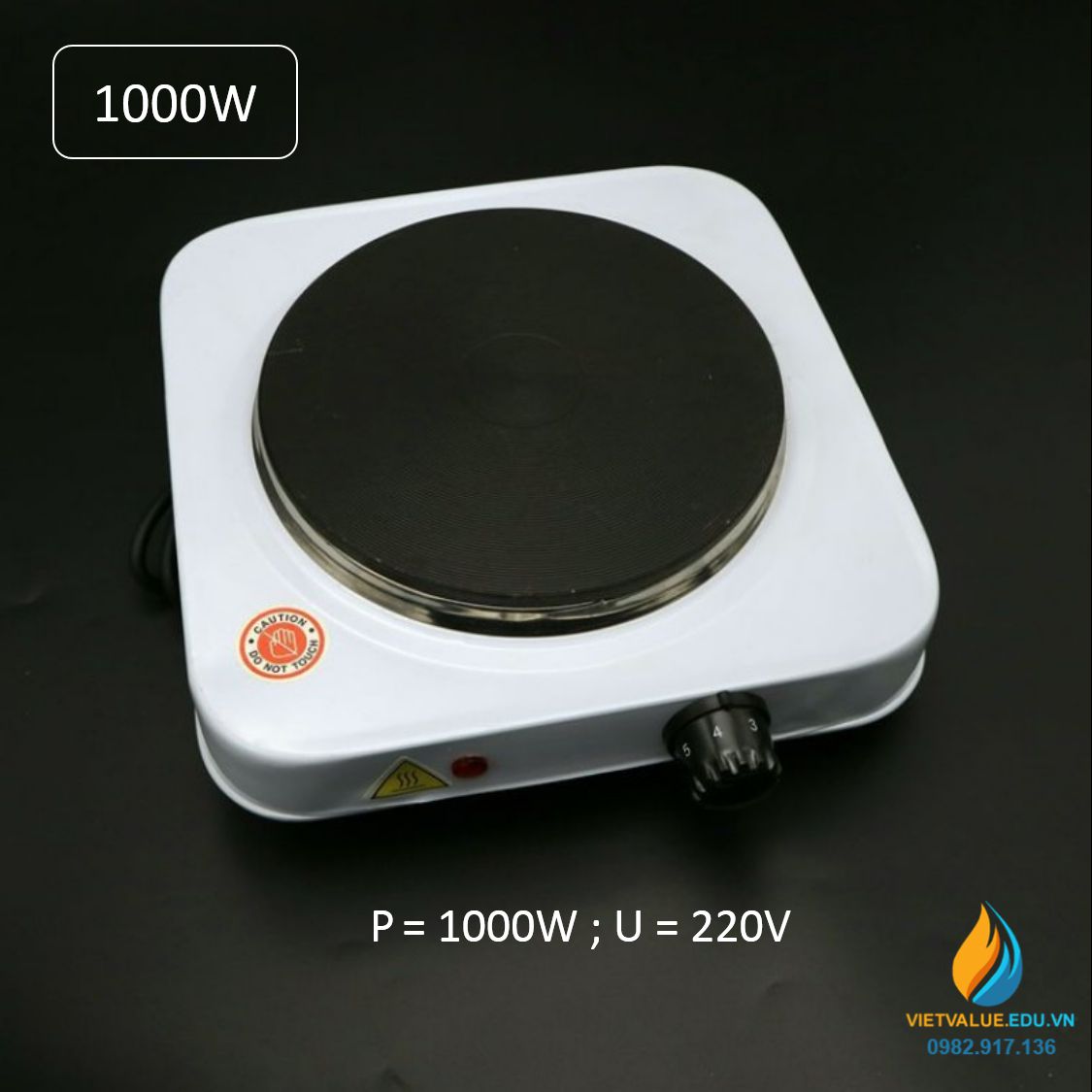 Bếp điện nung mẫu công suất 1000W, mặt bếp gia nhiệt 16cm, điện áp sử dụng 220V