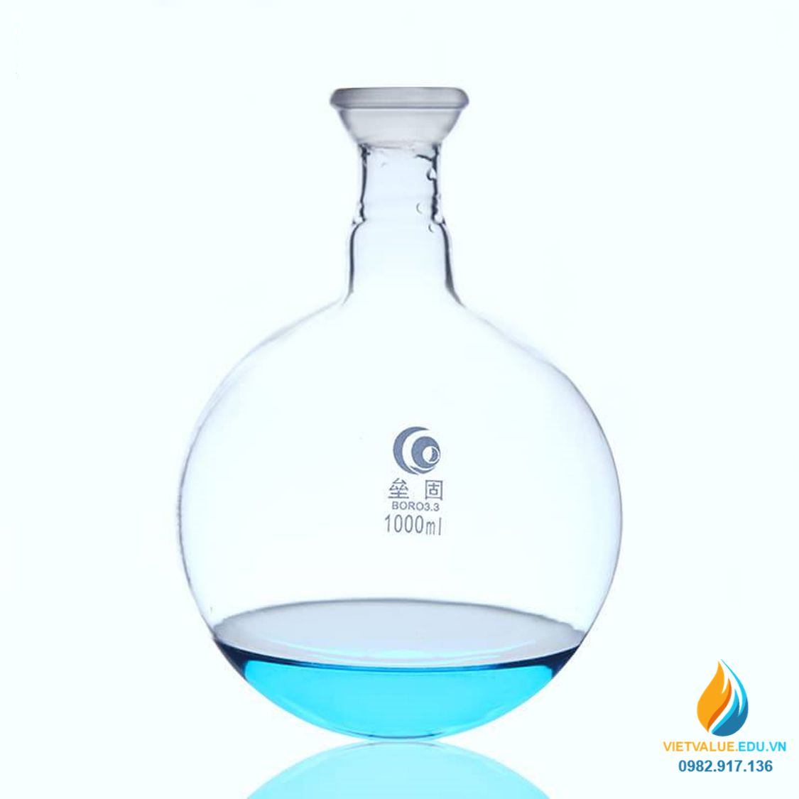 Bình cầu thủy tinh đáy phẳng, cổ nhám, thành dày, dung tích 100ml cổ 19/24