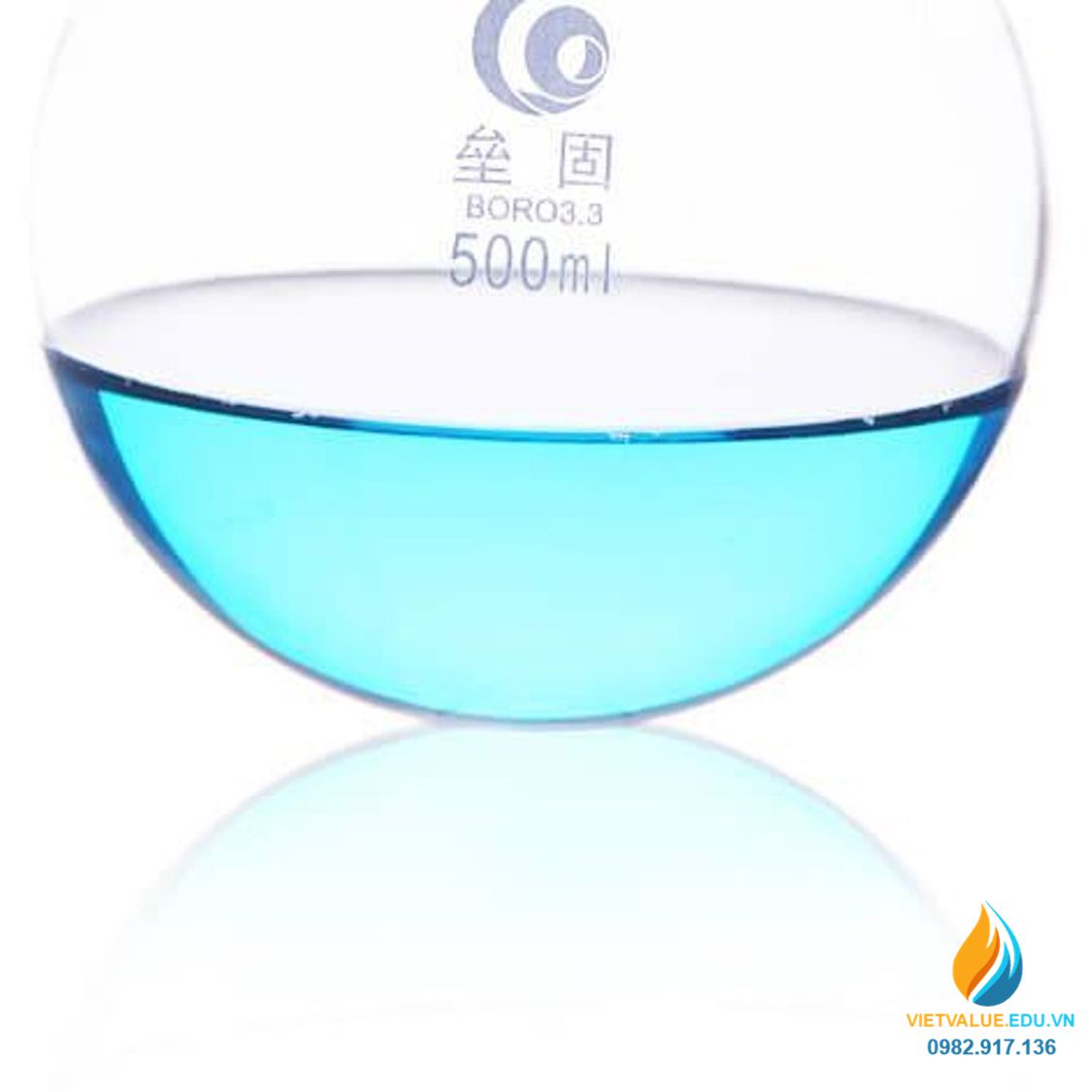 Bình cầu thủy tinh đáy phẳng, cổ nhám, thành dày, dung tích 50ml cổ 19/24