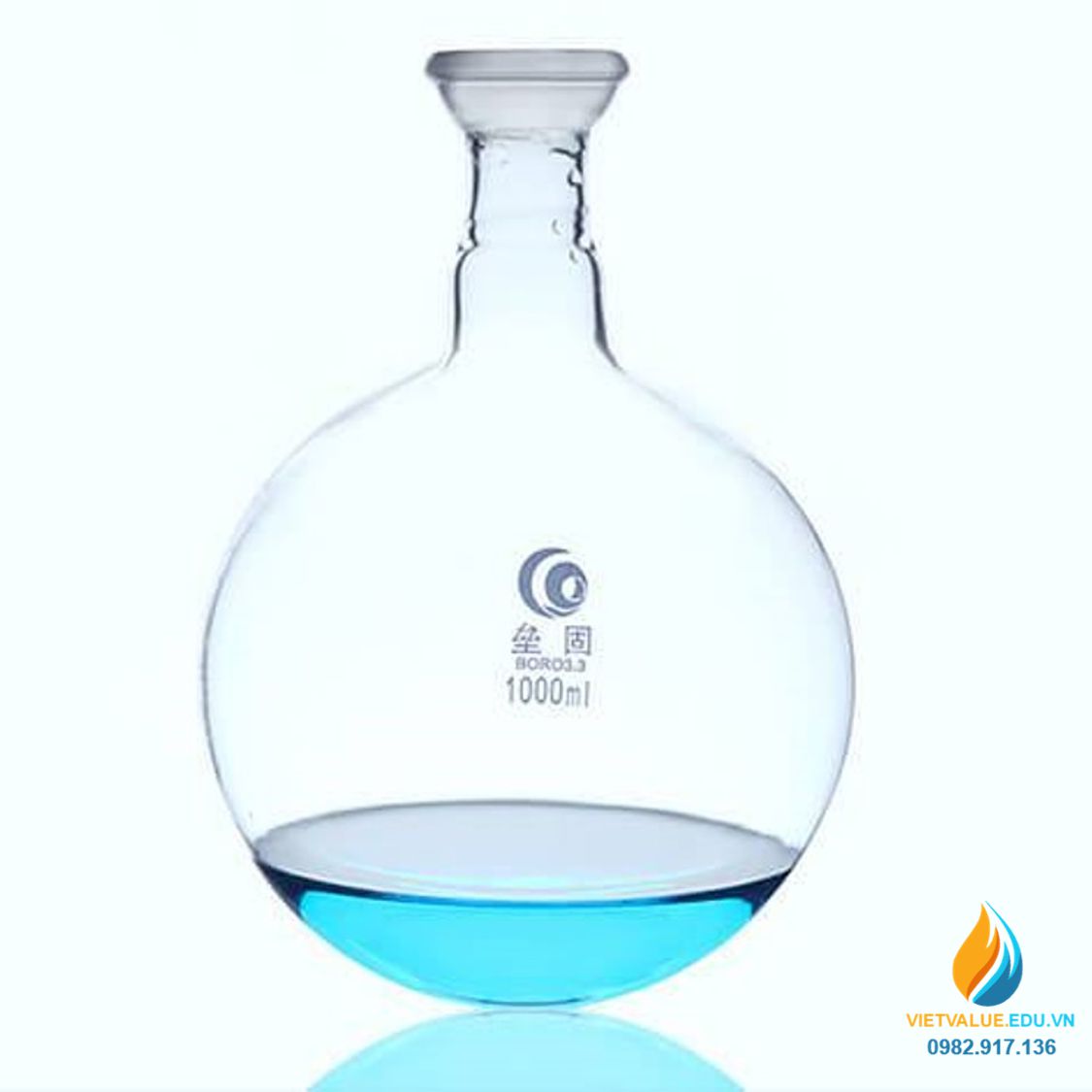 Bình cầu thủy tinh đáy phẳng, cổ nhám, thành dày, dung tích 150ml cổ 19/24