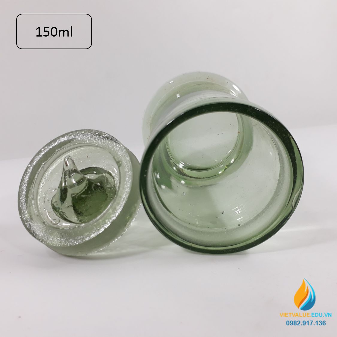 Bình thủy tinh hình trụ, có nắp, cổ mài dung tích 150ml, bình lưu, ngâm mẫu phòng thí nghiệm