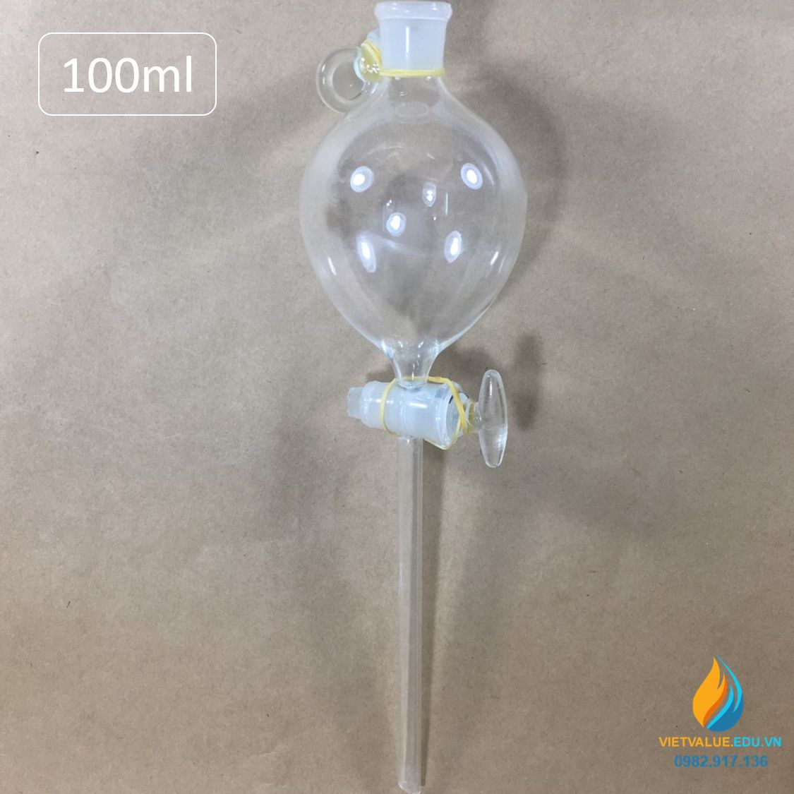 Bình lắng gạn quả lê, phễu tách hình quả lê, khóa thủy tinh, dung tích 100ml