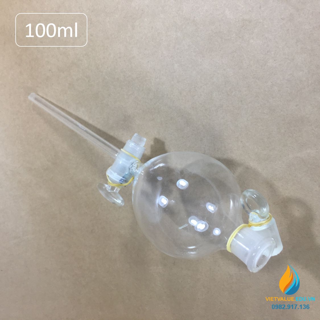 Bình lắng gạn quả lê, phễu tách hình quả lê, khóa thủy tinh, dung tích 100ml