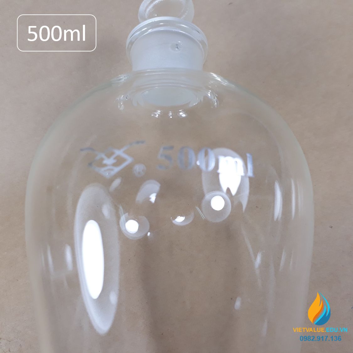 Bình lắng gạn quả lê, phễu tách hình quả lê, khóa thủy tinh, dung tích 500ml