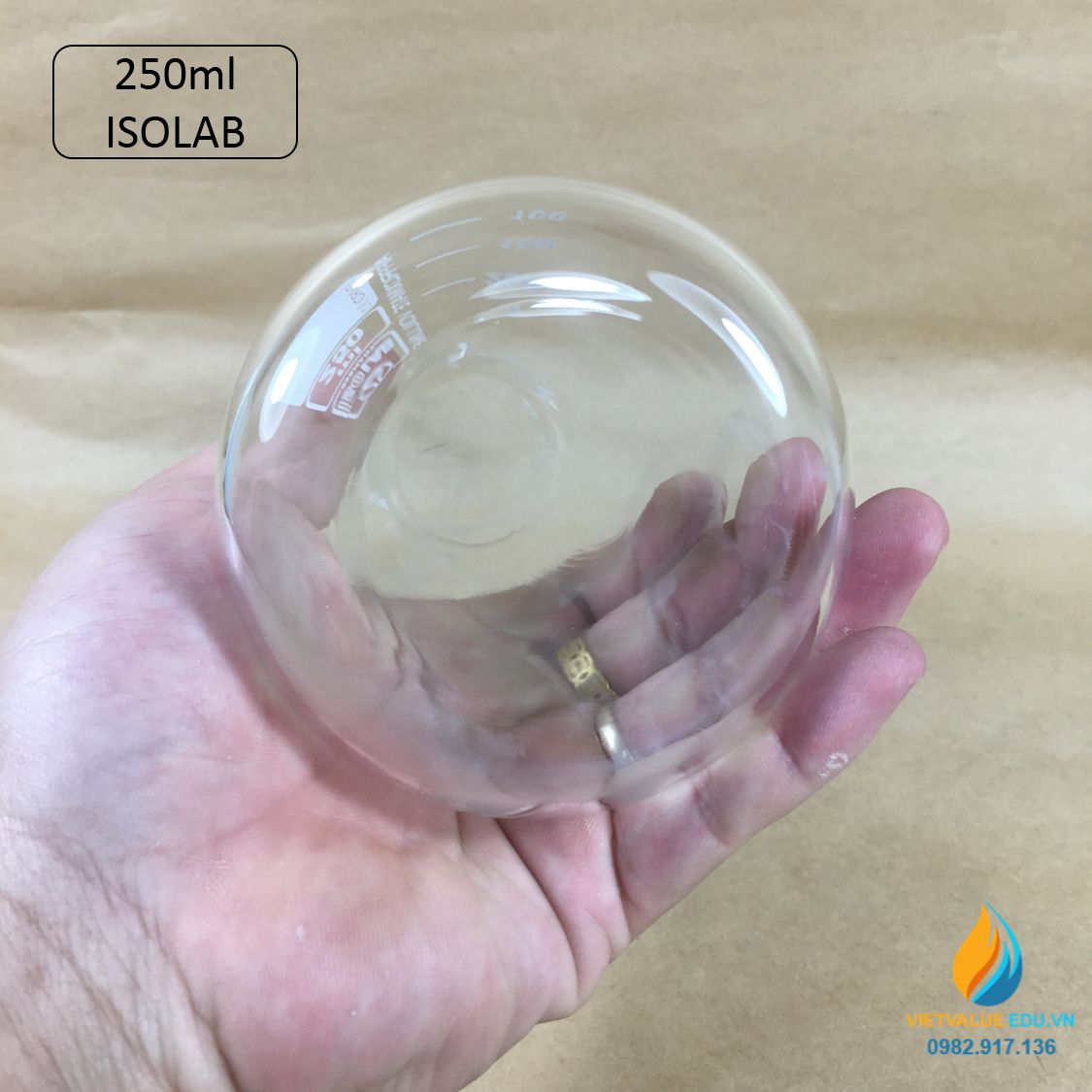 Bình tam giác thủy tinh, vạch chia, không nắp, dung tích 250ml, hãng IsoLab
