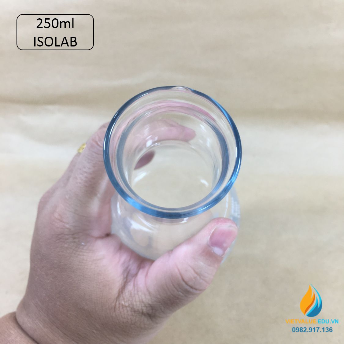 Bình tam giác thủy tinh, vạch chia, không nắp, dung tích 250ml, hãng IsoLab