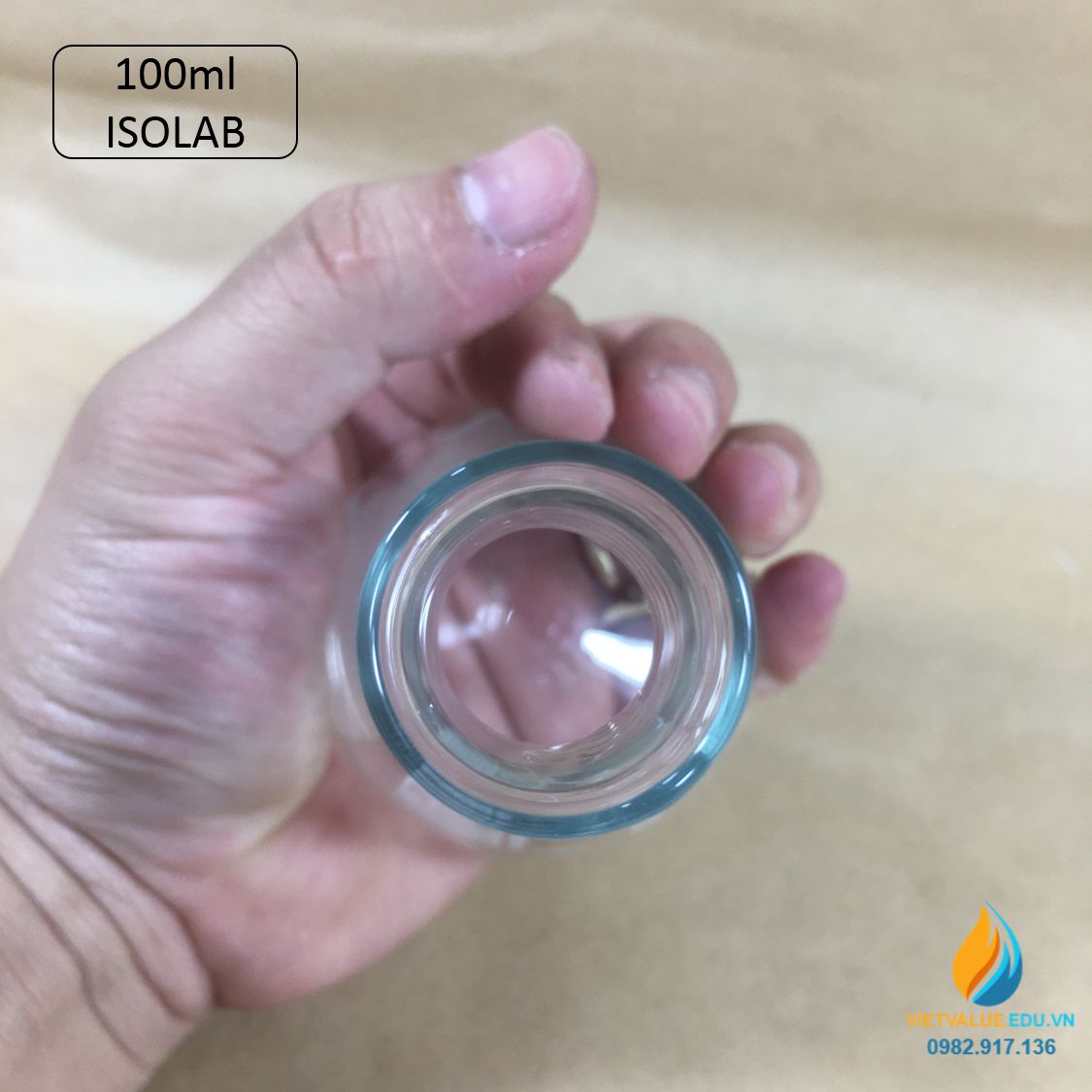 Bình tam giác thủy tinh, vạch chia, không nắp, dung tích 100ml, hãng IsoLab