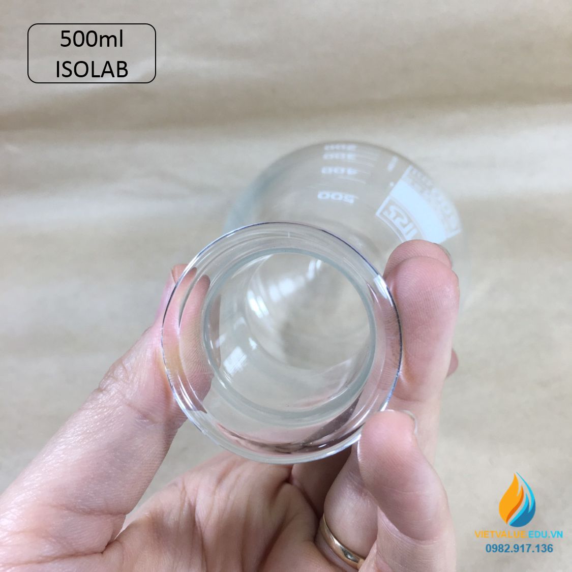 Bình tam giác thủy tinh, vạch chia, không nắp, dung tích 500ml, hãng IsoLab