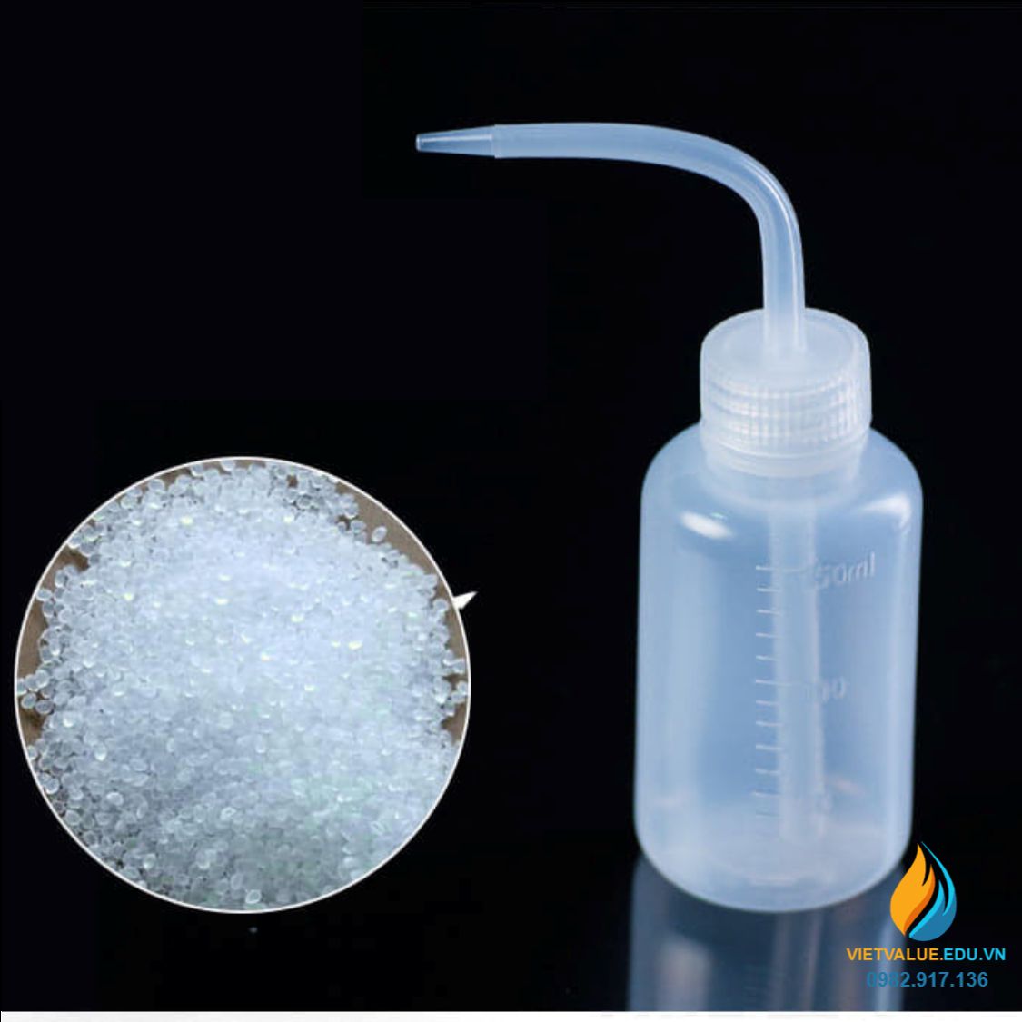 Bình tia nắp trắng, vòi cong, dung tích 150ml, nhựa PP