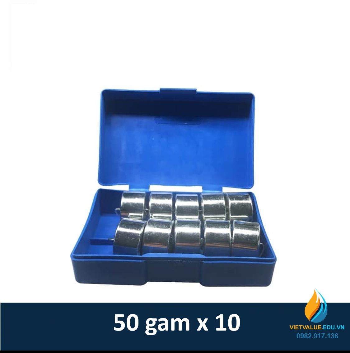 Bộ 10 quả nặng ráp hệ cơ học, trọng lượng 50 gam mỗi quả, có móc treo