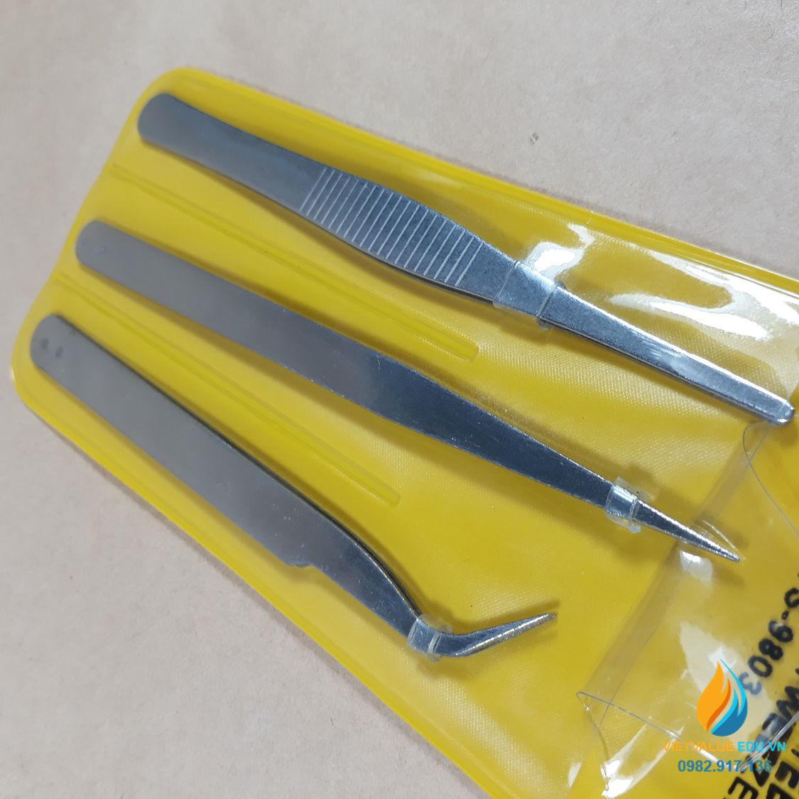 Bộ 3 nhíp điện tử thép trắng DIY không gỉ chống tĩnh điện TS9803