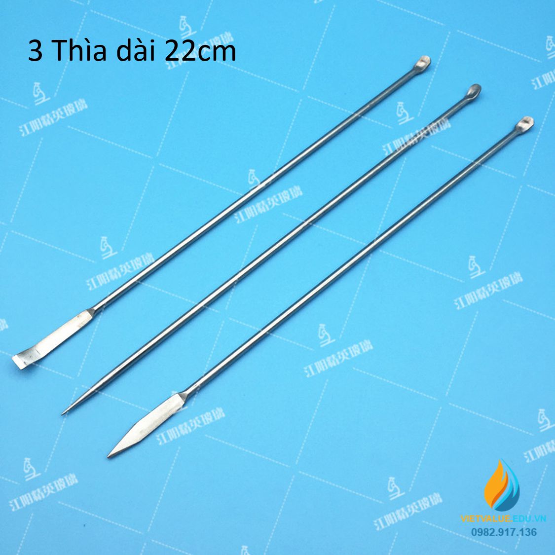 Bộ 3 thìa inox 304 không gỉ thìa đầu nhọn, dẹt dài, dẹt nhọn, dài 220mm